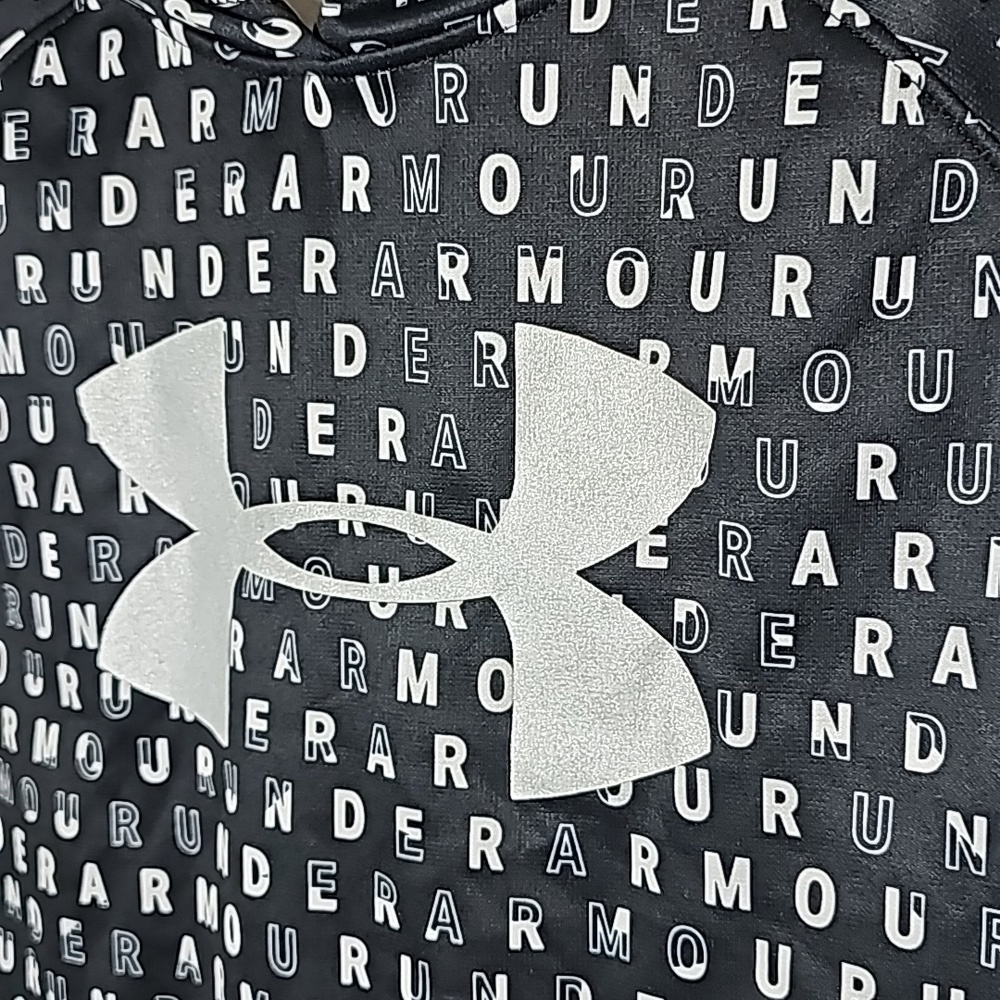 Under Armour girls hoodie metallic logo sz large black and white sweatshirt K31 - Picture 2 of 6
